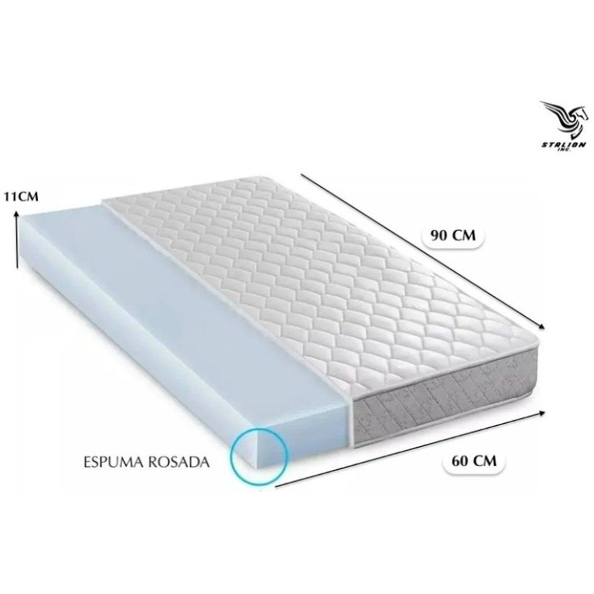 STALION - Colchón para corral de bebé 90 x 60 + protector antifluido
