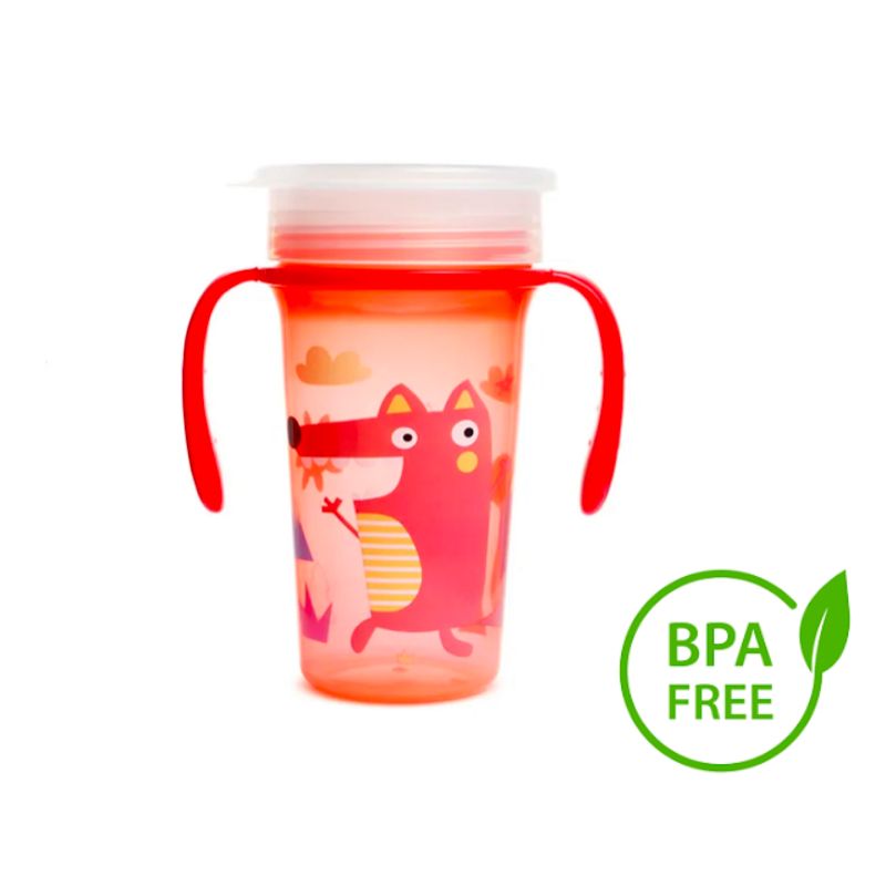 GENERICO - Vaso No Regueros 360 ROJO De Animalitos Antiderrame 9 Onzas