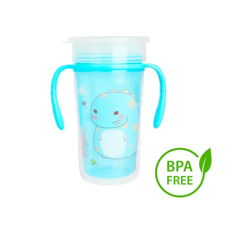 GENERICO - Vaso No Regueros 360 Azul De Animalitos Antiderrame 9 onzas