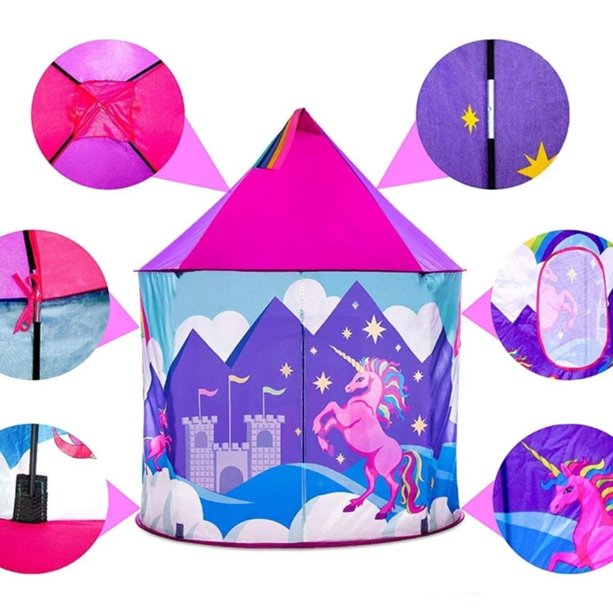 GENERICO - Carpa Castillo Unicornio Rosada Para Niños y Niñas