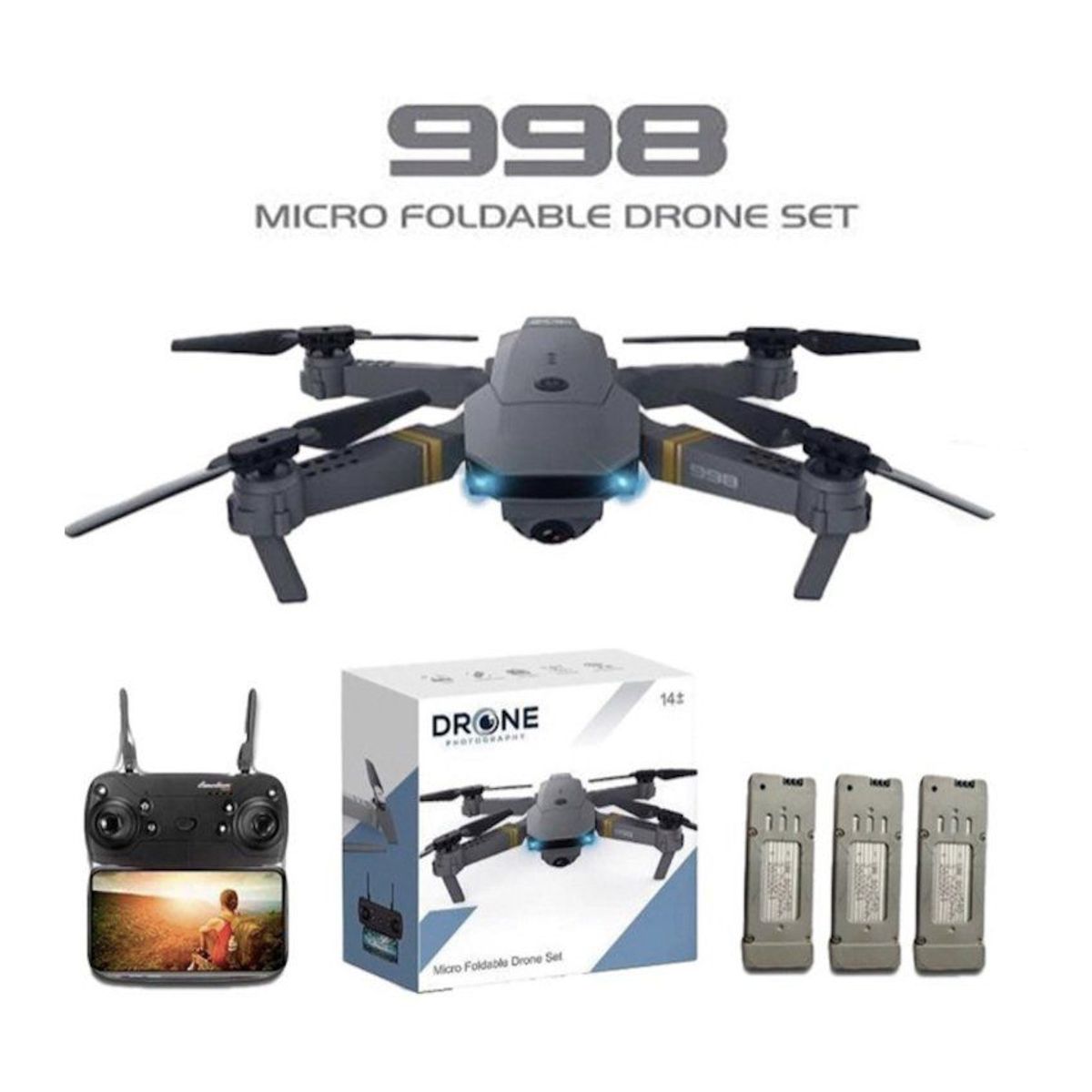 GENERICO - Drone 998 plegable con camara ideal para principiantes