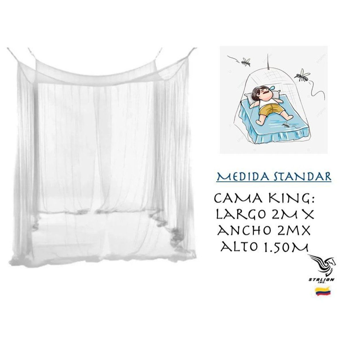 GENERICO - Toldillo mosquitero proteccion maxima insectos cama king