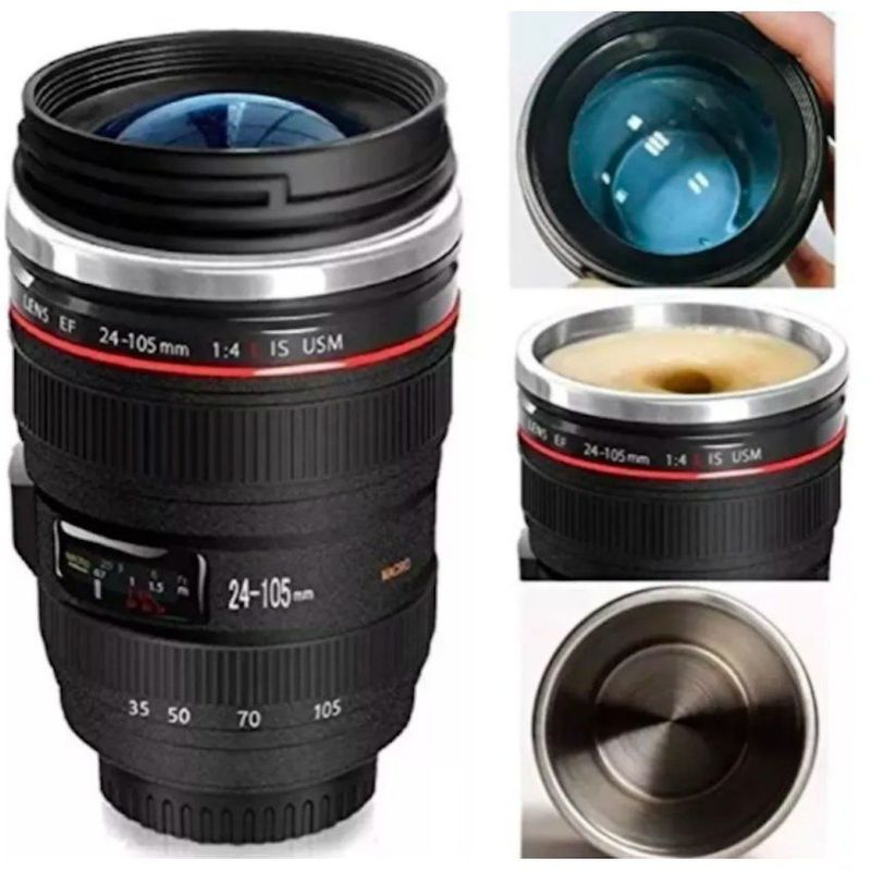 GENERICO - Vaso Mug Lente Camara Termo Antideslizante Taza Pocillo