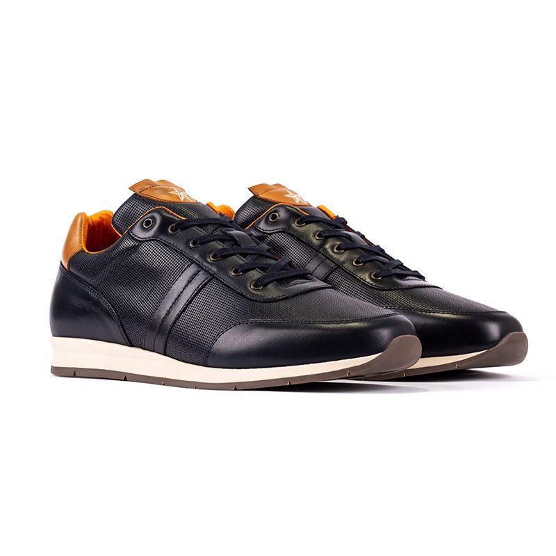 OVERSTATE - Tenis Casuales Para Hombre En Cuero Azul Oscuro DE-7275-2717OV