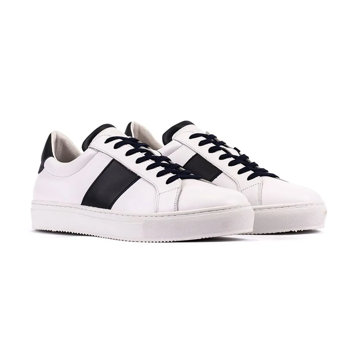 OVERSTATE - Tenis Casuales Lifestyle 100% Cuero Blanco-Azul  DE-8448-3702OV