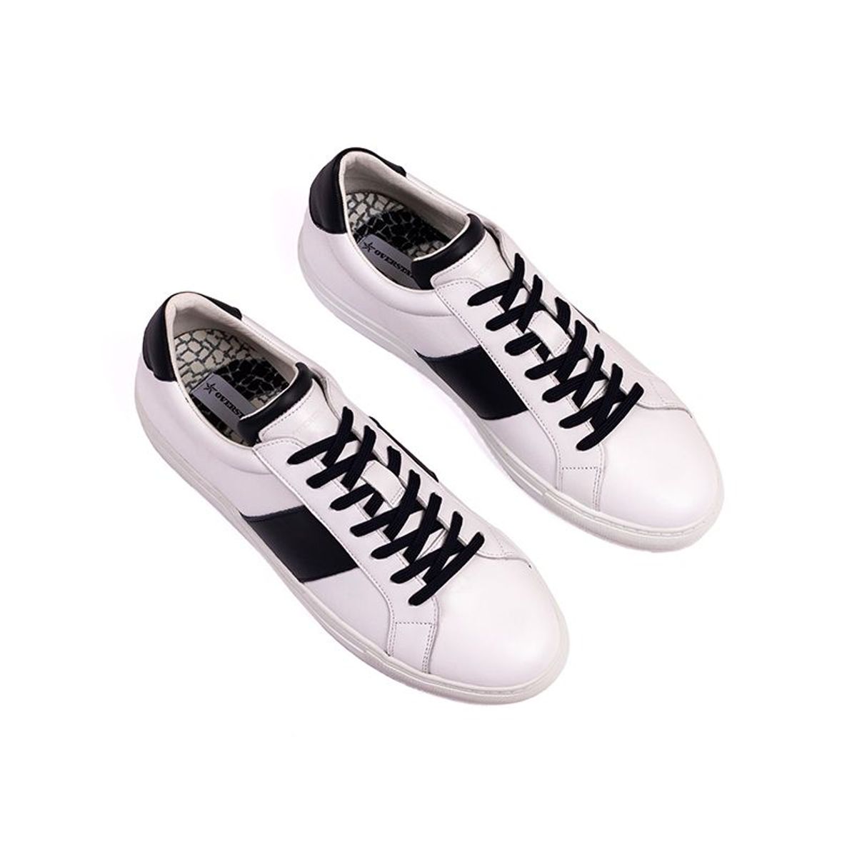 OVERSTATE - Tenis Casuales Lifestyle 100% Cuero Blanco-Azul  DE-8448-3702OV