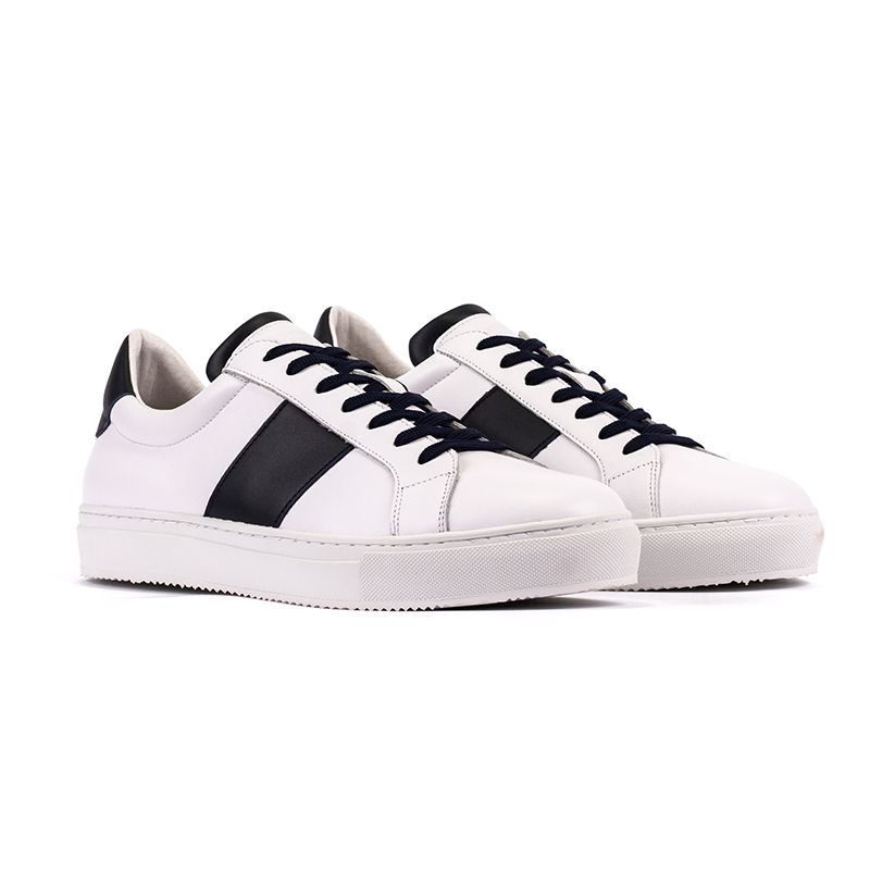OVERSTATE - Tenis Casuales Lifestyle 100% Cuero Blanco-Azul  DE-8448-3702OV