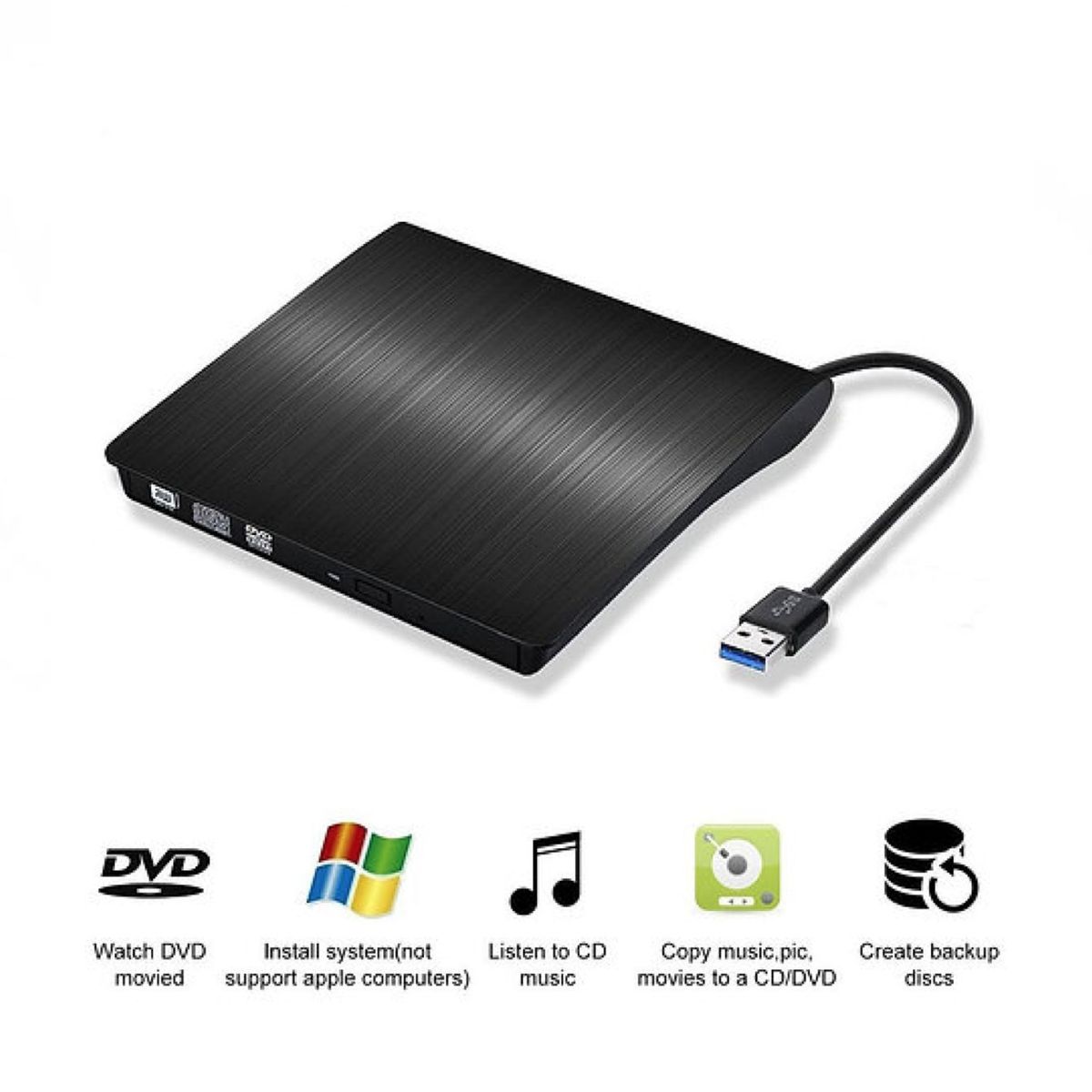 GENERICO - Unidad cd dvd externa usb 3.0 portátil compatible con mac