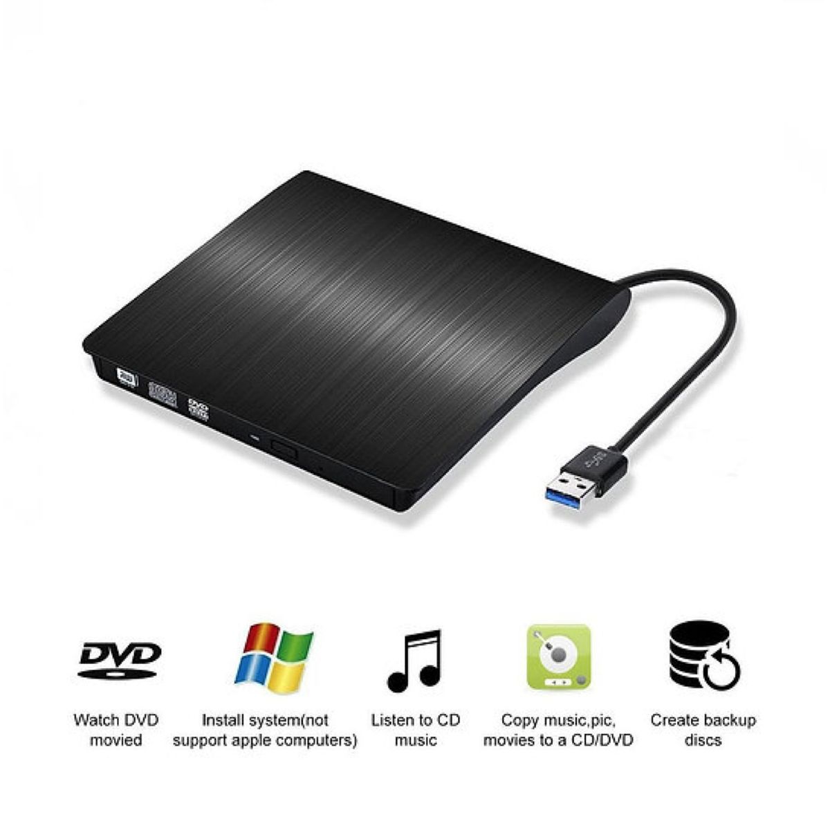 GENERICO - Unidad cd dvd externa usb 3.0 portátil compatible con mac