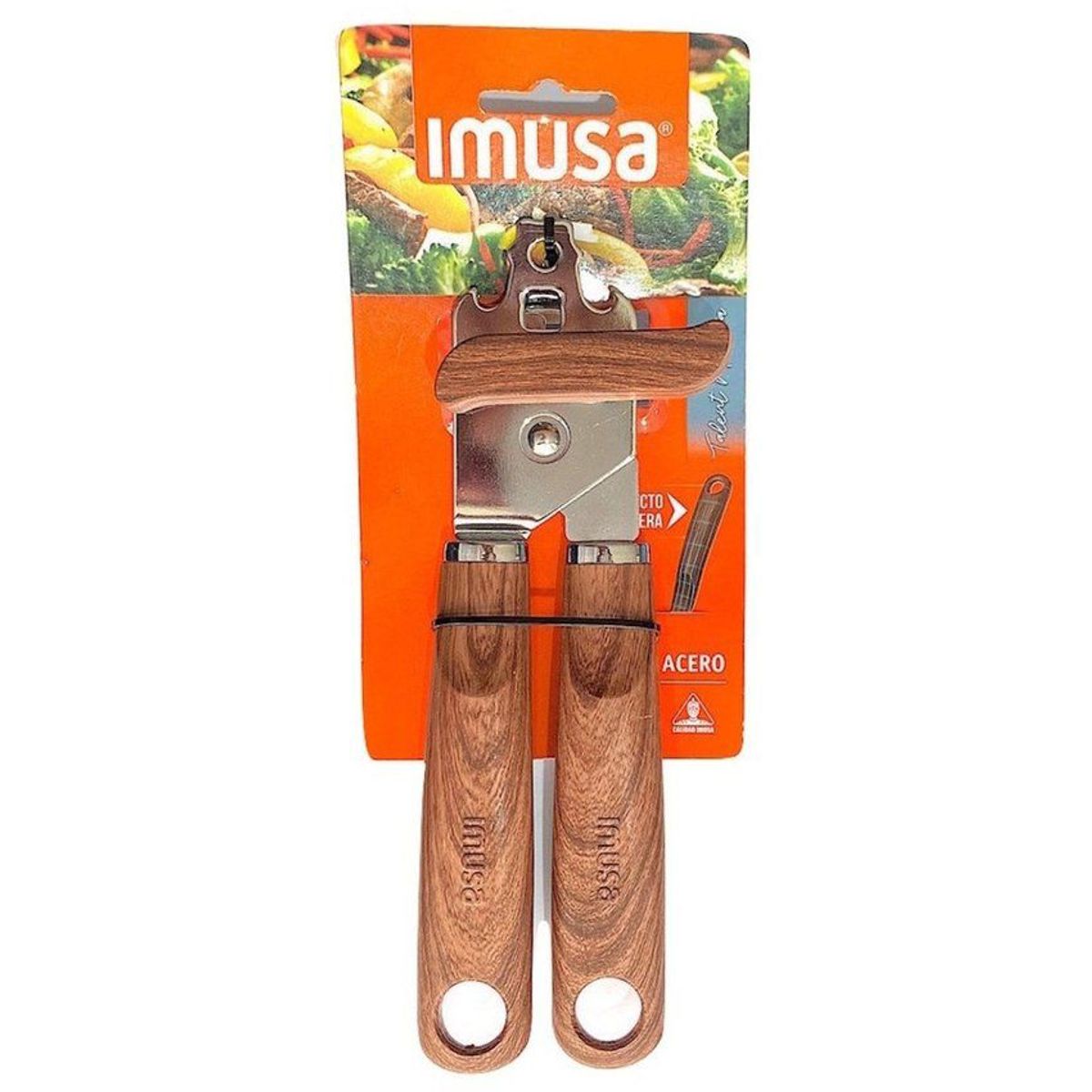 IMUSA - Abrelatas destapador imusa selecta acero inoxidable 60110 madera