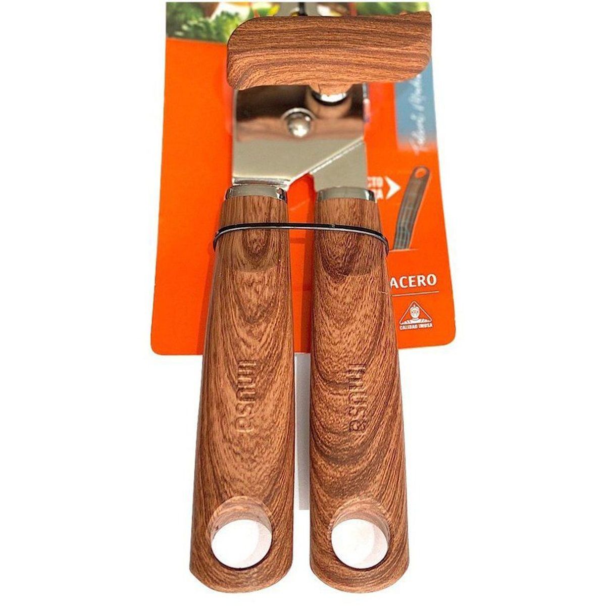 IMUSA - Abrelatas destapador imusa selecta acero inoxidable 60110 madera