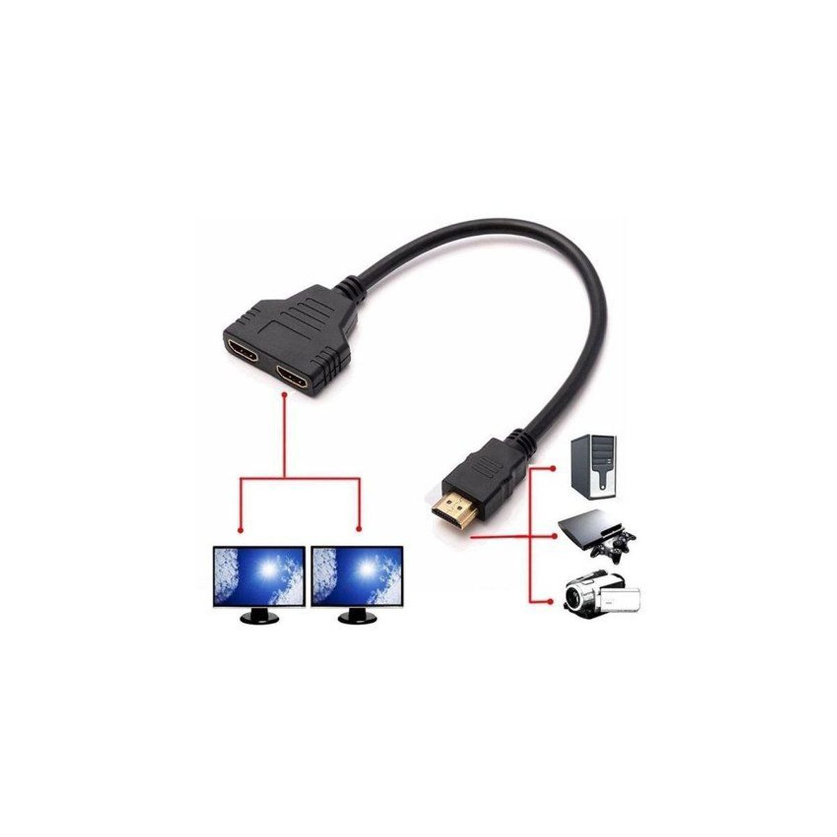 GENERICO - Adaptador cable splitter hdmi 1 entrada a 2 salidas