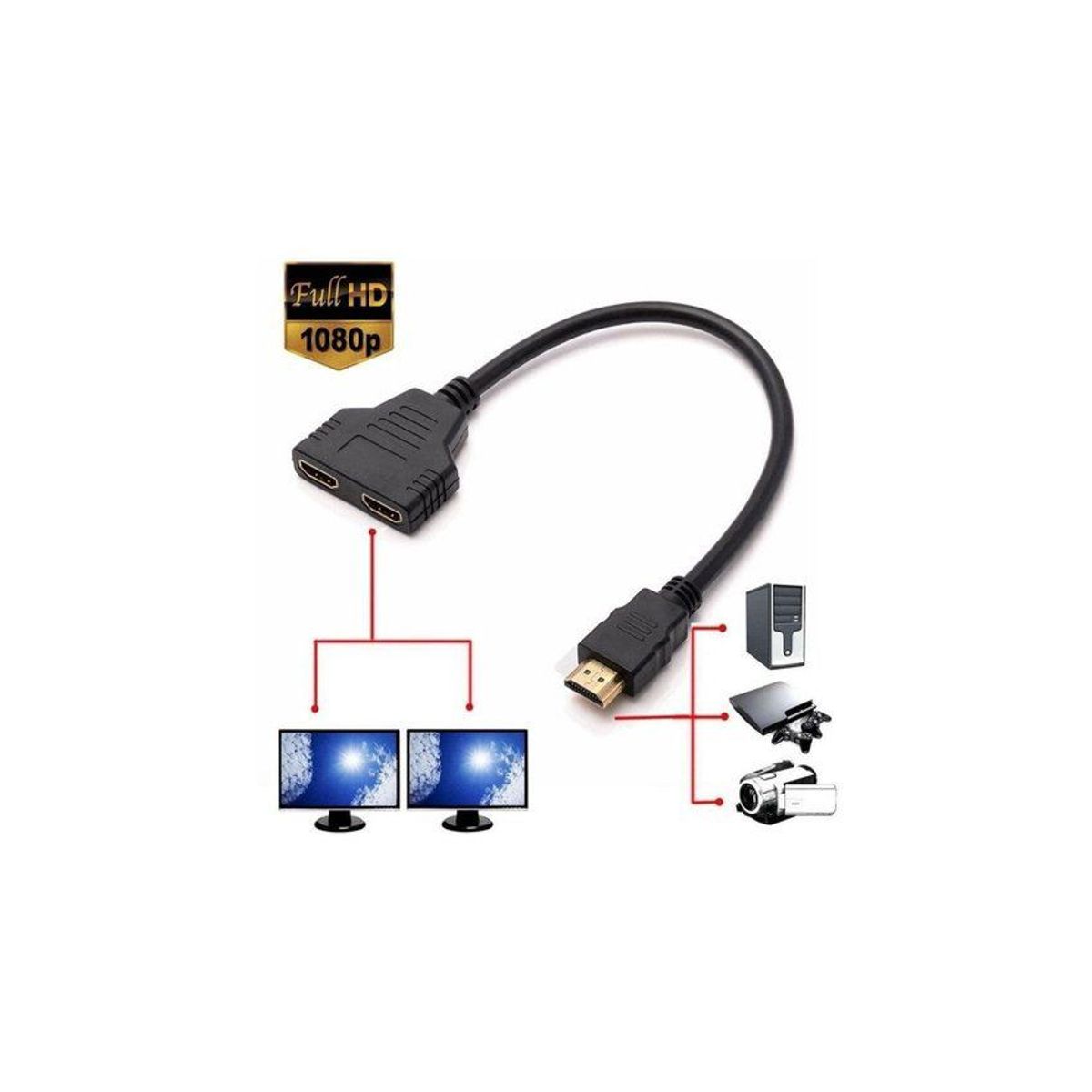 GENERICO - Adaptador cable splitter hdmi 1 entrada a 2 salidas