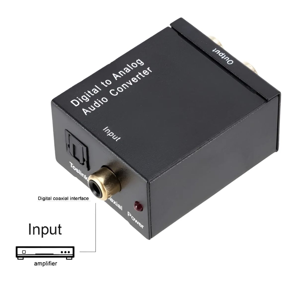 GENERICO - Caja Convertidor De Audio Optico A Rca Analogico + Adaptador