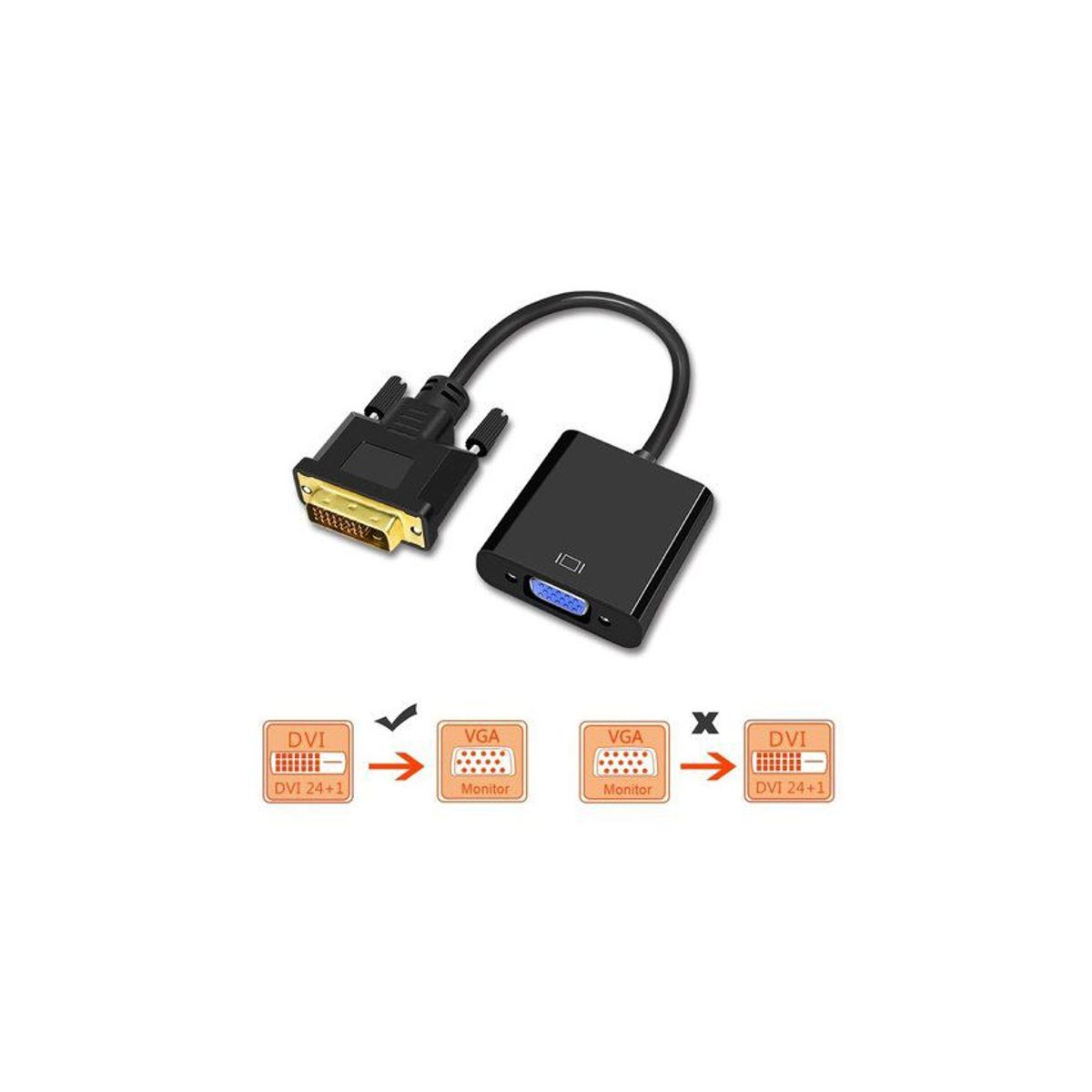 GENERICO - Cable adaptador dvi-d a vga convertidor 24 + 1