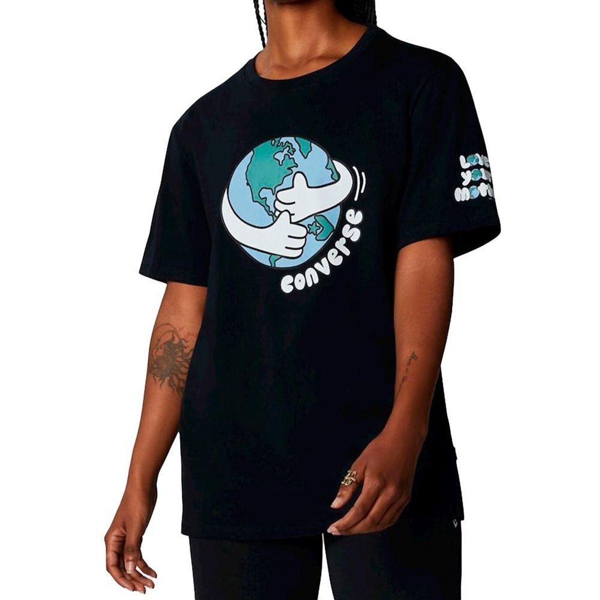 CONVERSE - Camiseta Converse Front Para Mujer-Negro