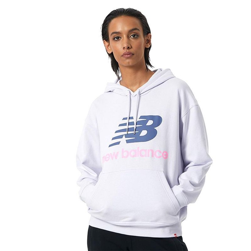 NEW BALANCE - Hoodie New Balance Essentials Para Mujer-Blanco/Morado