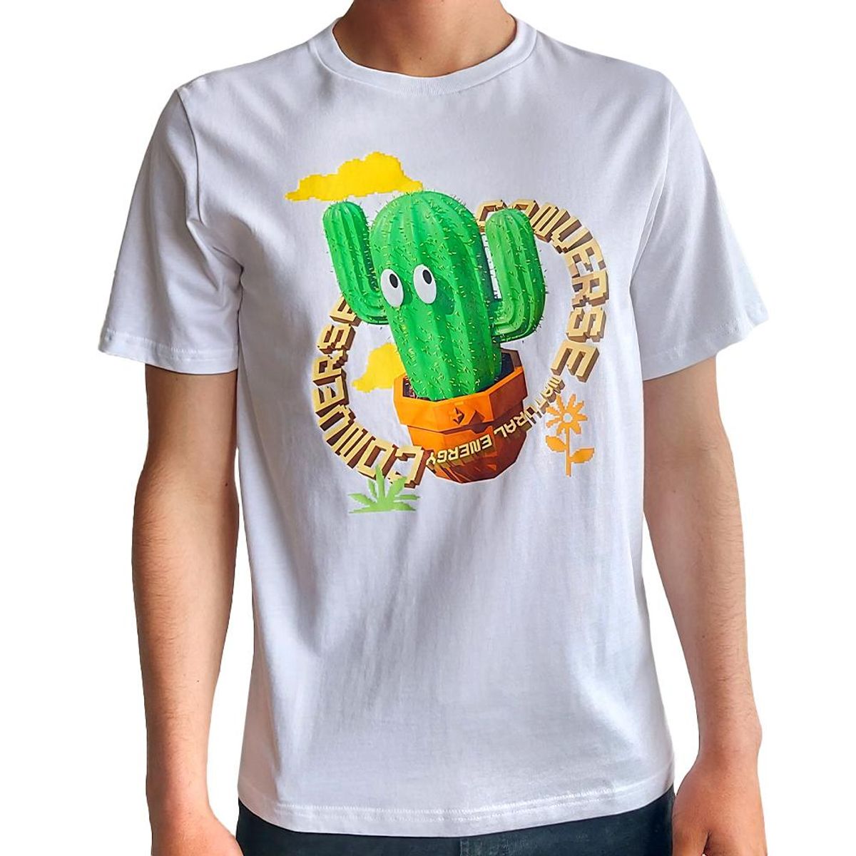 CONVERSE - Camiseta Converse Animated Cactus Unisex-Blanco