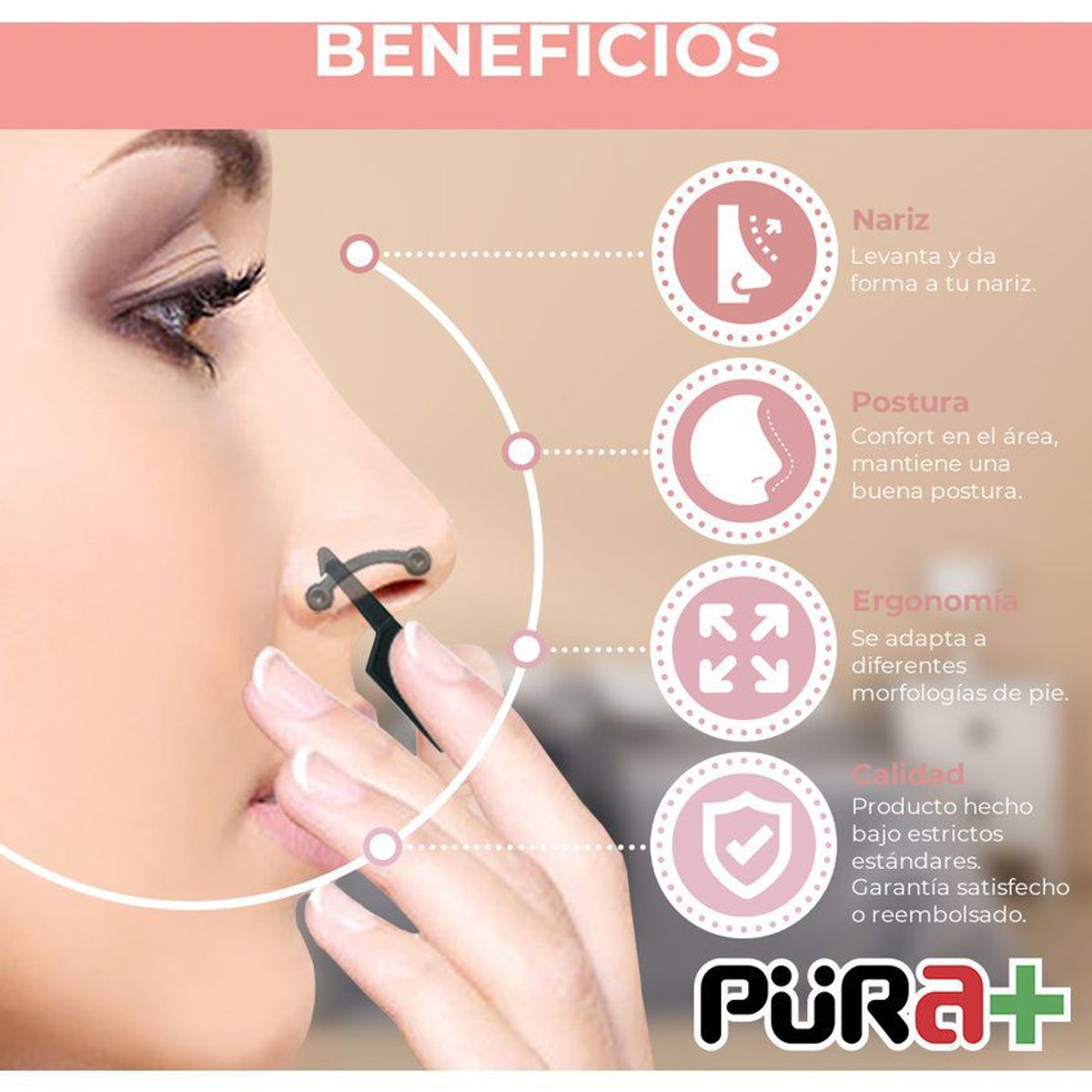 PURA - Corrector nariz respingador perfilador nariz perfecta Talla M