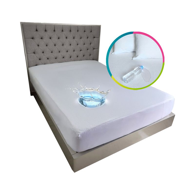 HOGARETO - Protector Colchón Impermeable Blanco Cama Sencilla 100x190cm Hogareto