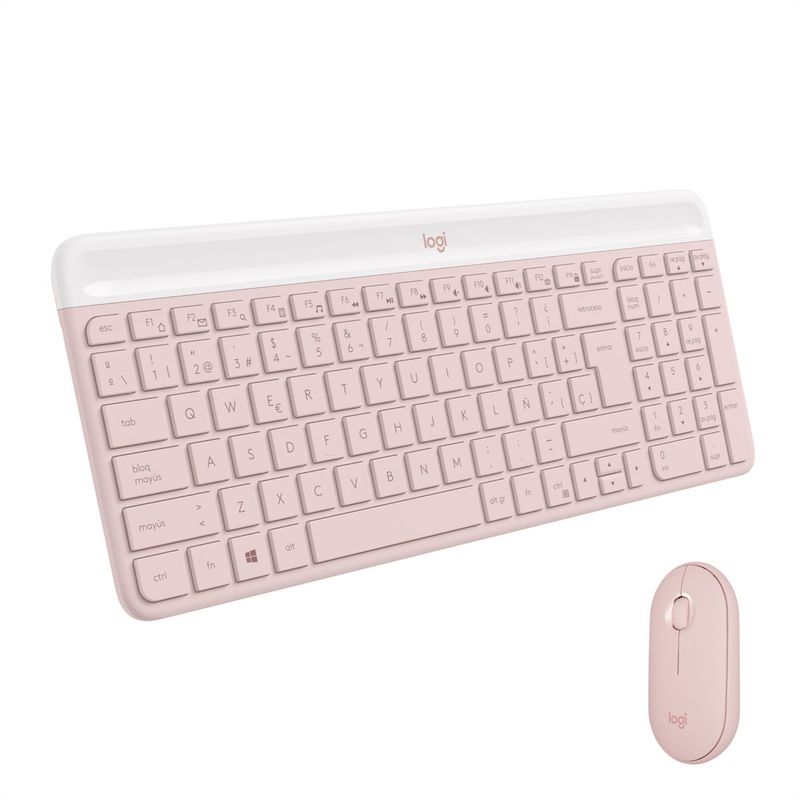 LOGITECH - Combo Inalámbrico Slim Teclado Y Mouse Logitech Mk470 Rosa