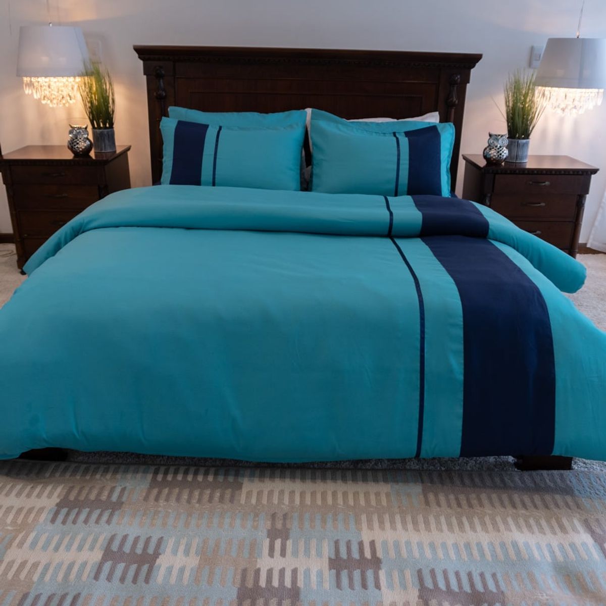 AMARE HOME - Set Duvet Cover Azul Agua - Colección Speranza Semidoble.