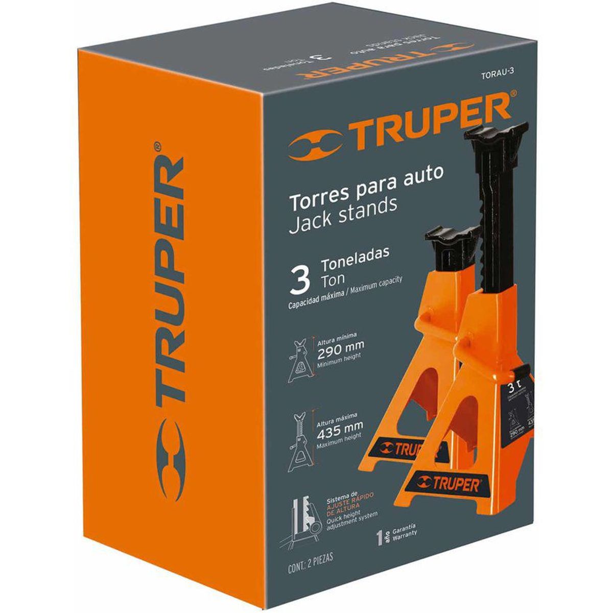 TRUPER - 2 Torres De Bloqueo Para Vehículo, Capacidad De 3 Toneladas Truper