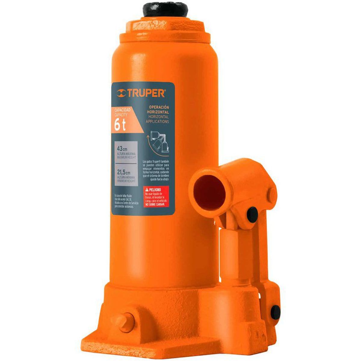 TRUPER - Gato Botella 6 Toneladas Para Uso Vertical Y Horizontal Truper