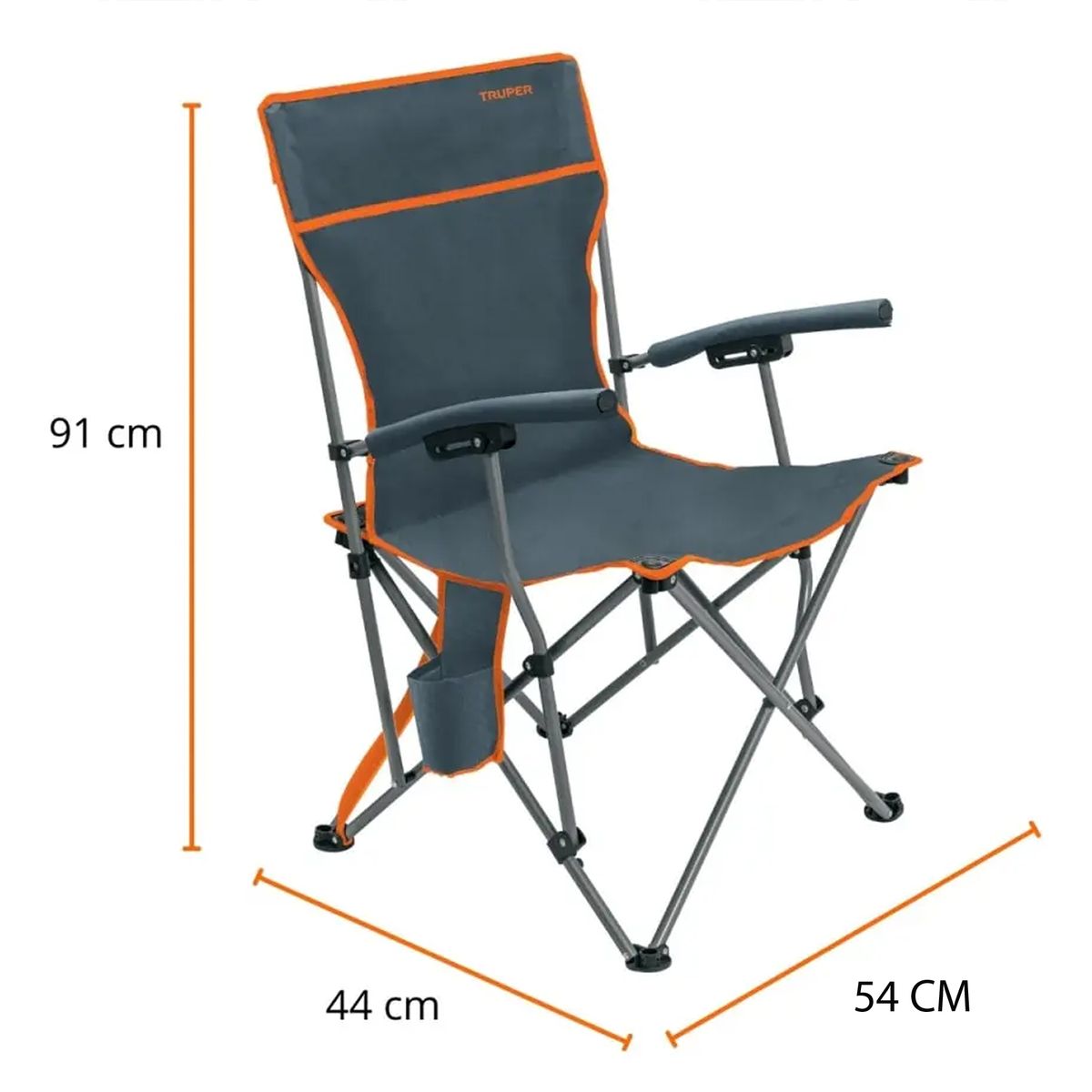 TRUPER - Silla Para Camping Con Portavasos Plegable Truper En Acero
