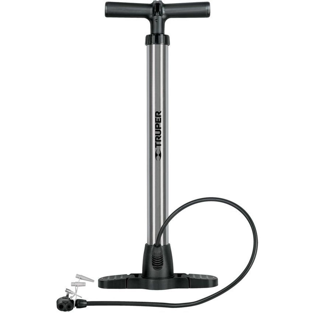 TRUPER - Bomba Manual Para Bicicleta En Acero Inoxidable Con Válvulas Truper