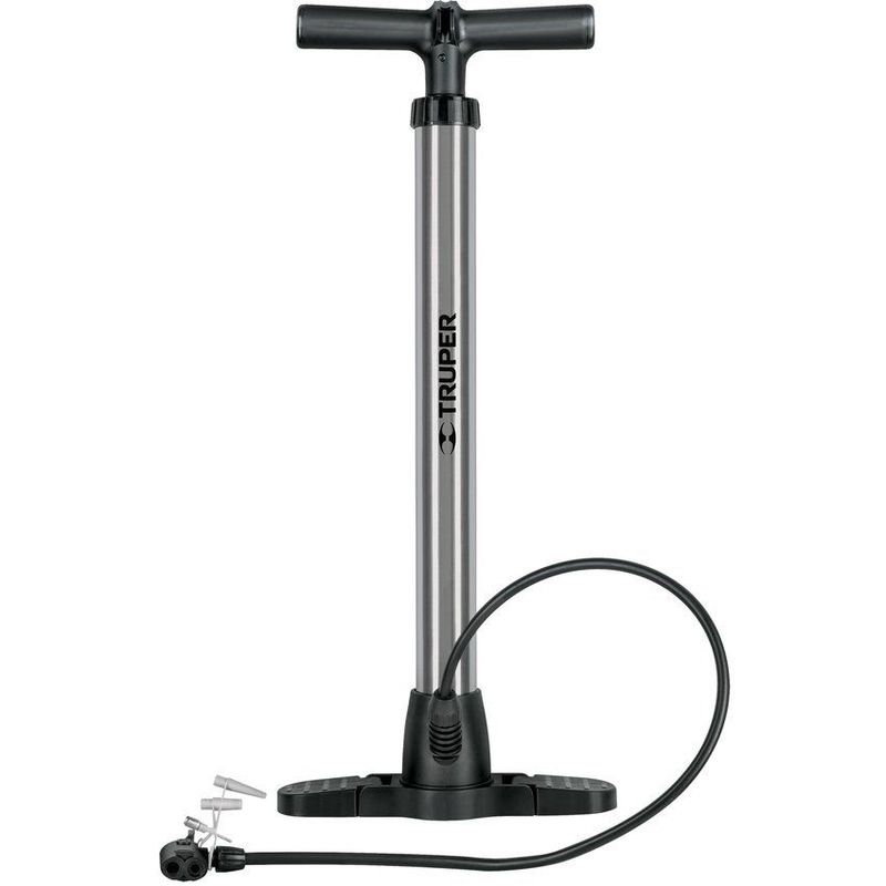 TRUPER - Bomba Manual Para Bicicleta En Acero Inoxidable Con Válvulas Truper