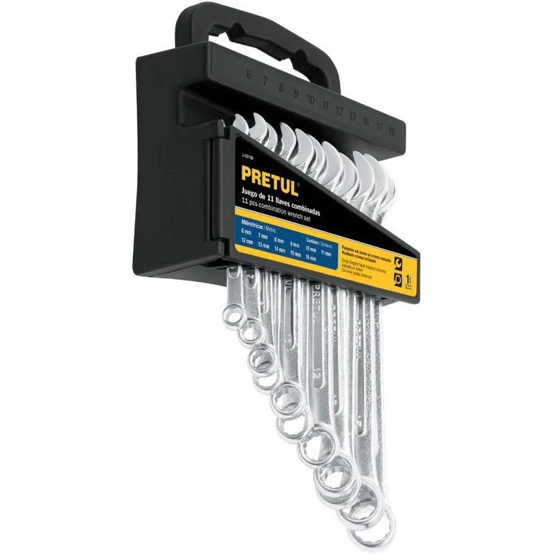 PRETUL - Juego De 11 Llaves Mixtas 6 Mm Hasta 16 Mm, Incluye Estuche Pretul