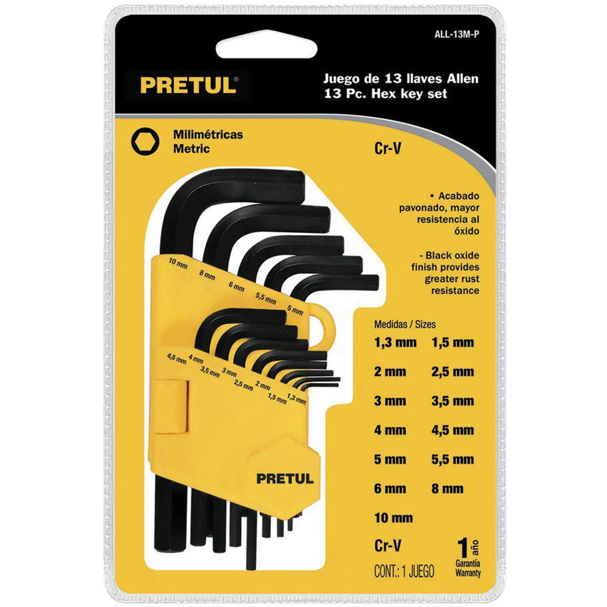 PRETUL - Juego De 13 Llaves Bristol O Allen Métricas Con Estuche Pretul
