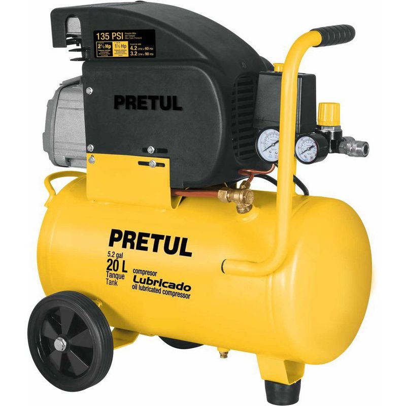 PRETUL - Compresor De Aire De 2.1/2 Hp, 20 Litros Con Tubos De Cobre Pretul