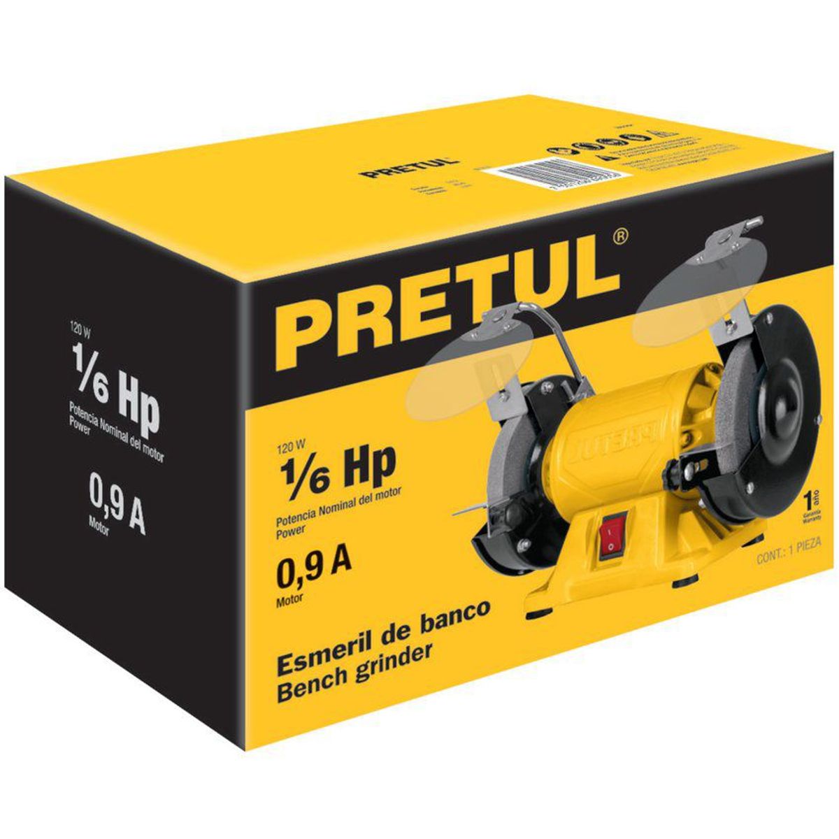 PRETUL - Esmeril De Banco De 5", 120 W Con Accesorios Incluidos Pretul