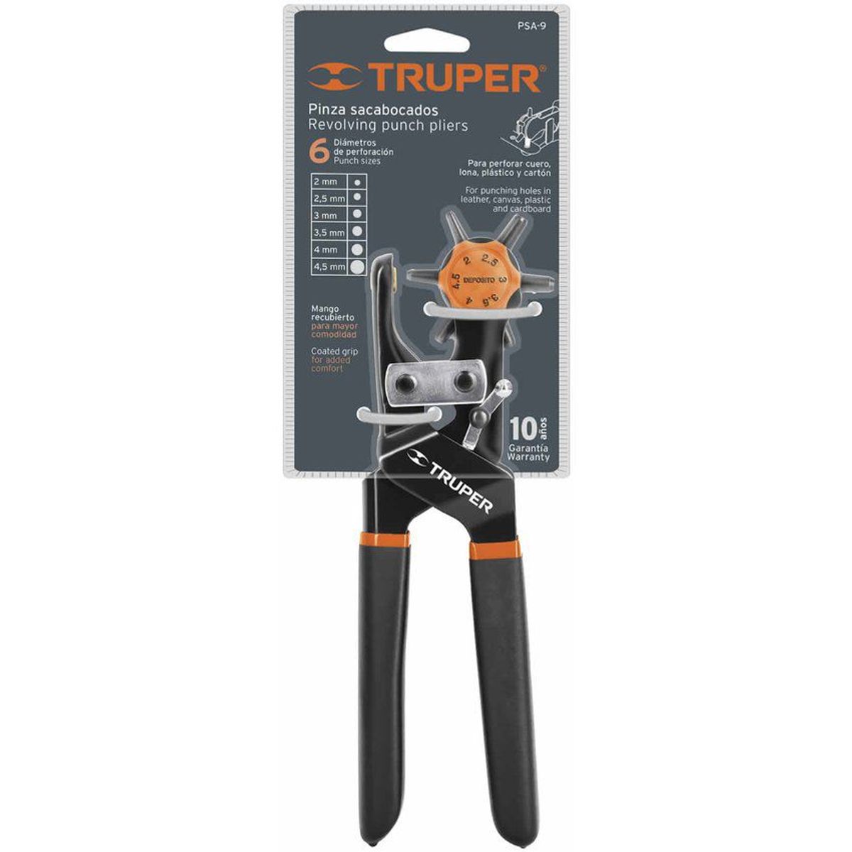 TRUPER - Alicate Sacabocados De 9" Para Cuero, Plástico Y Cartón Truper