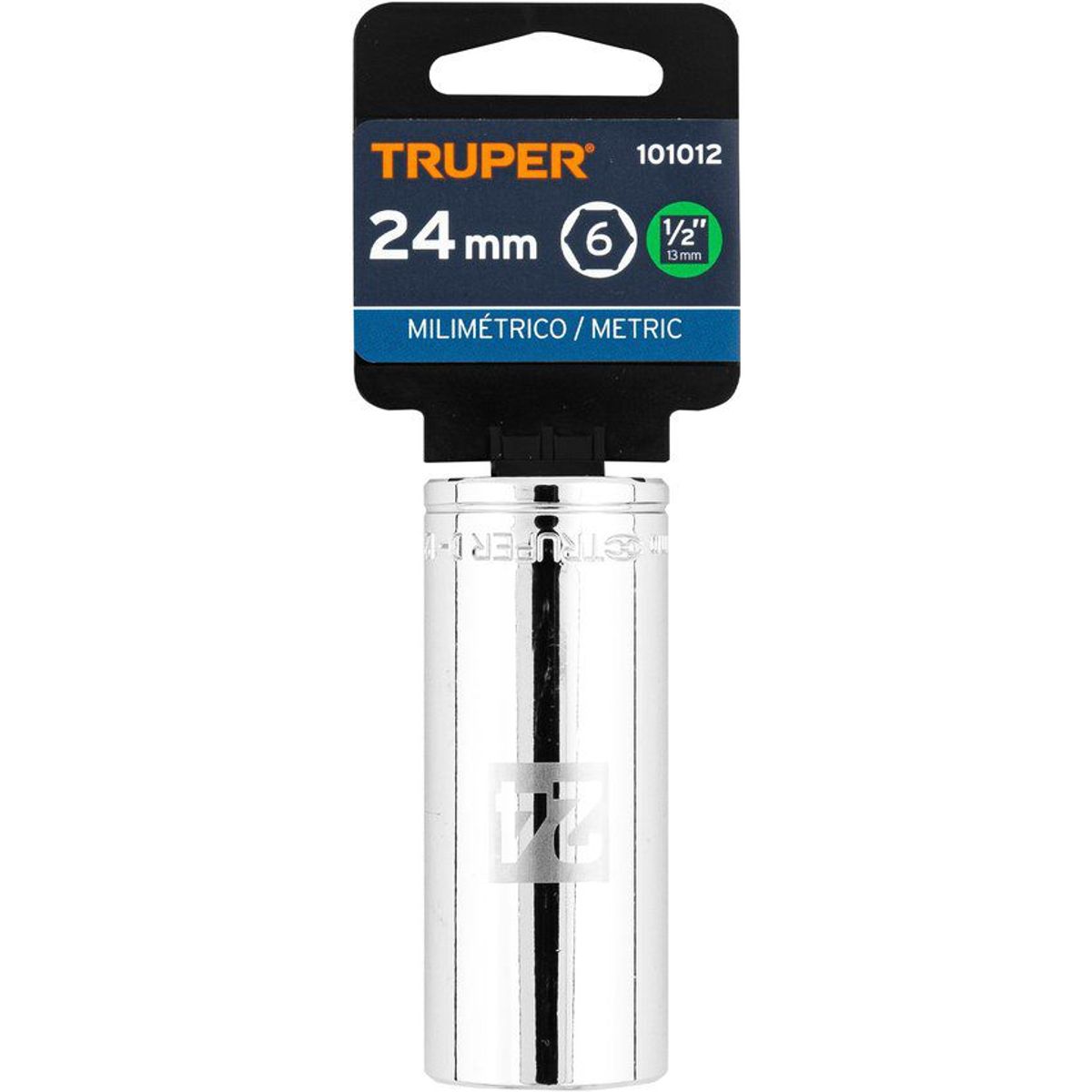 TRUPER - Copa Estándar Larga 24 Mm De 6 Puntas, Cuadrante De 1/2" Truper