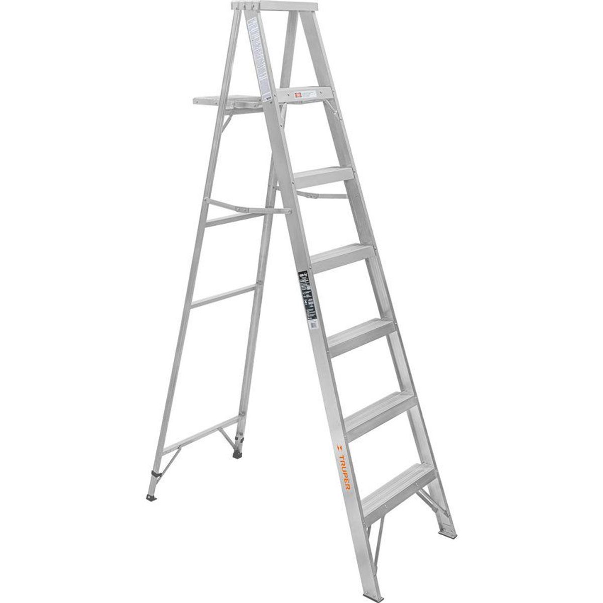 TRUPER - Escalera De 7 Escalones - 6 Peldaños Con Bandeja, Tipo 3 Truper