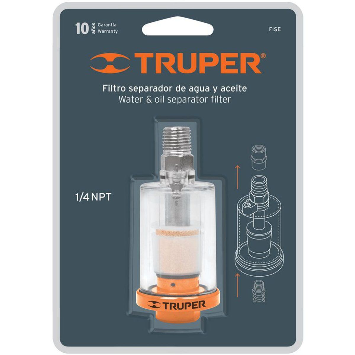 TRUPER - Filtro Separador De Agua Y Aceite Para Compresor De Aire Truper