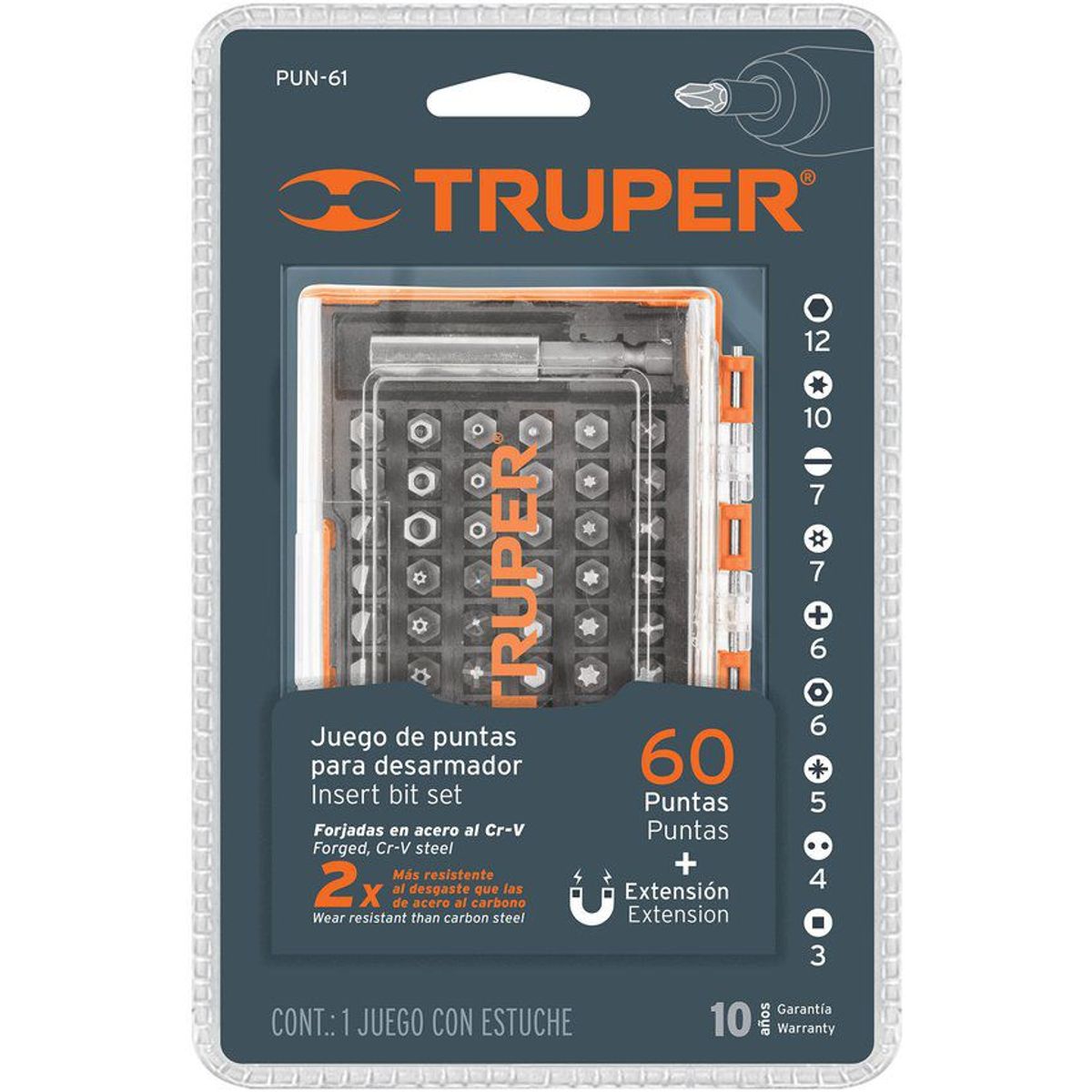 TRUPER - Juego De 61 Puntas De Destornillador Profesional, Magnético Truper