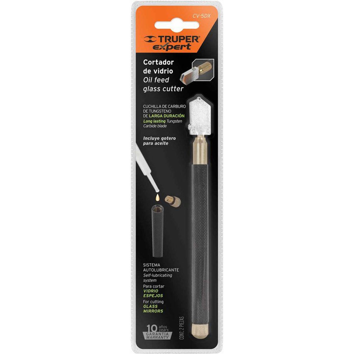 TRUPER - Cortavidrio De 17 Cm Con Depósito De Aceite, Uso Profesional Truper