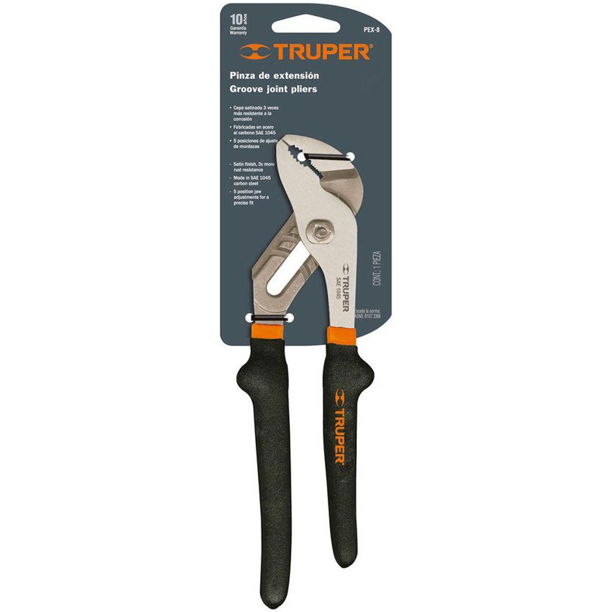 TRUPER - Alicate Articulado Expansivo Pico Loro De 12", Mango De Pvc Truper