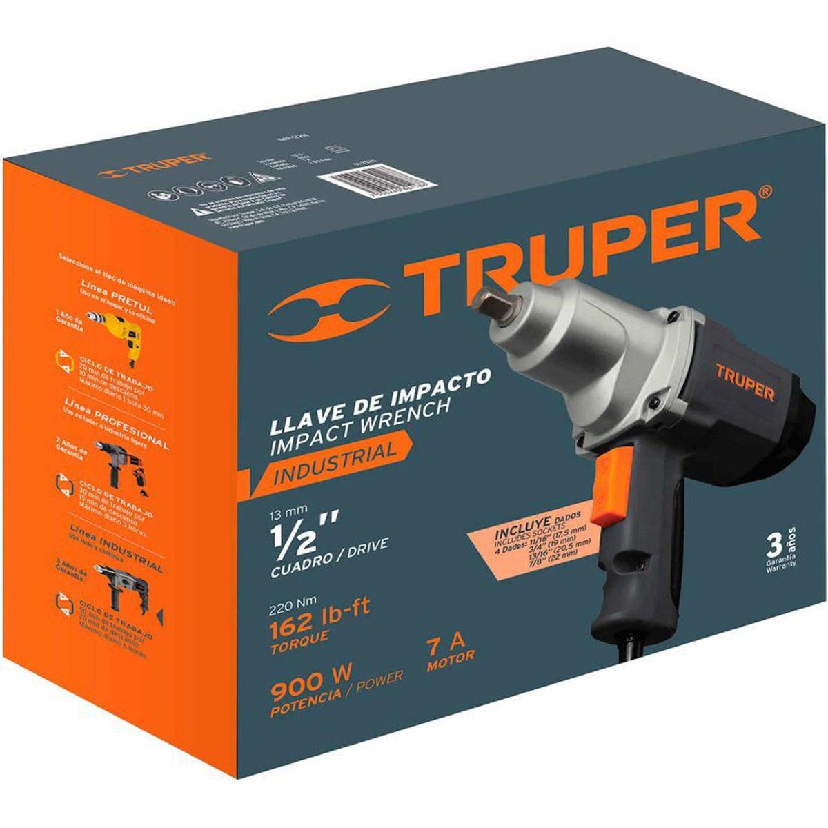 TRUPER - Pistola De Impacto Eléctrica Industrial De 1/2", 900 W Truper