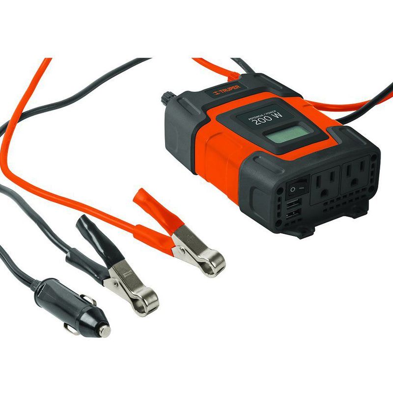 TRUPER - Inversor De Corriente 200 W Para Carro, Con Usb Y 2 Enchufes Truper