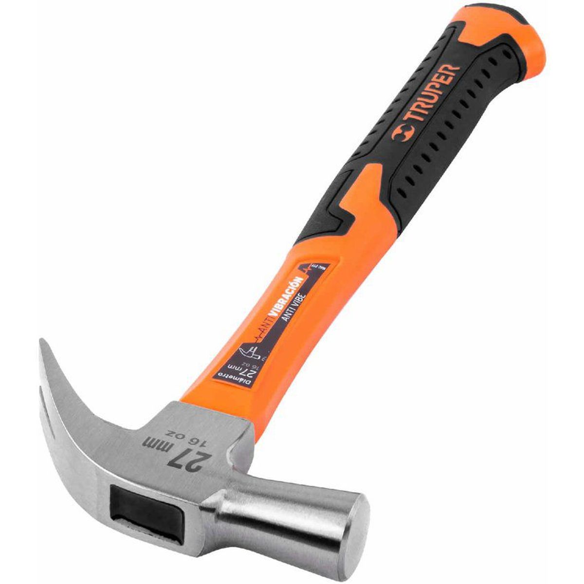 TRUPER - Martillo Pulido De 16 Oz Con Mango Fibra De Vidrio Uña Curva Truper