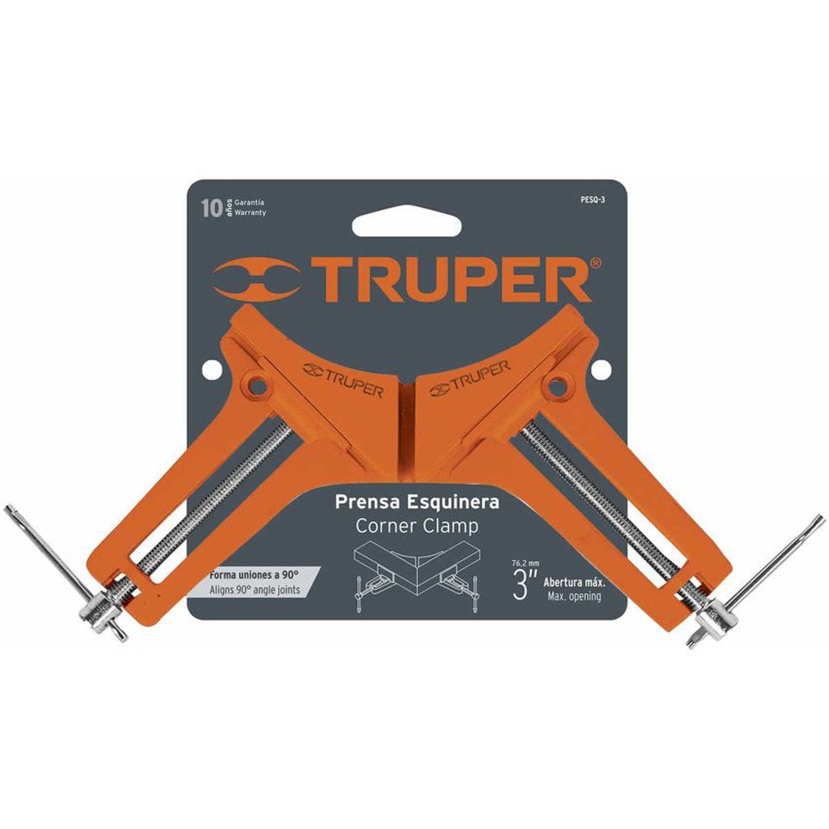 TRUPER - Prensa Esquinera De 3" Con Cuerpo De Aluminio, Ángulo 90° Truper