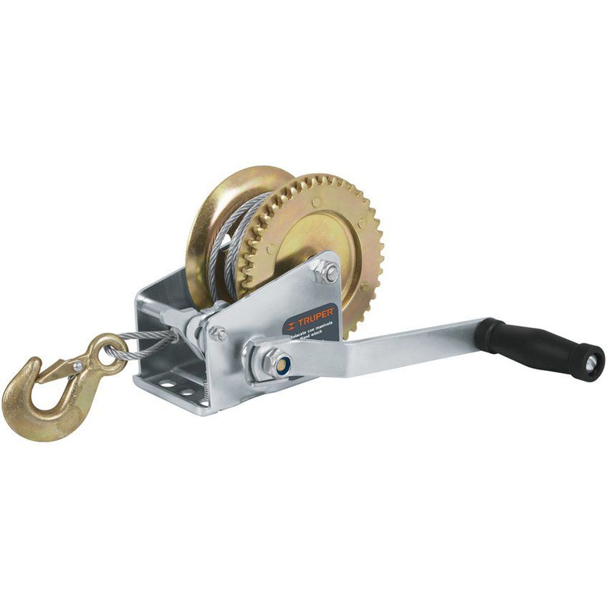 TRUPER - Malacate De Manivela Con Capacidad 650 Kg, Cable 9 Metros Truper