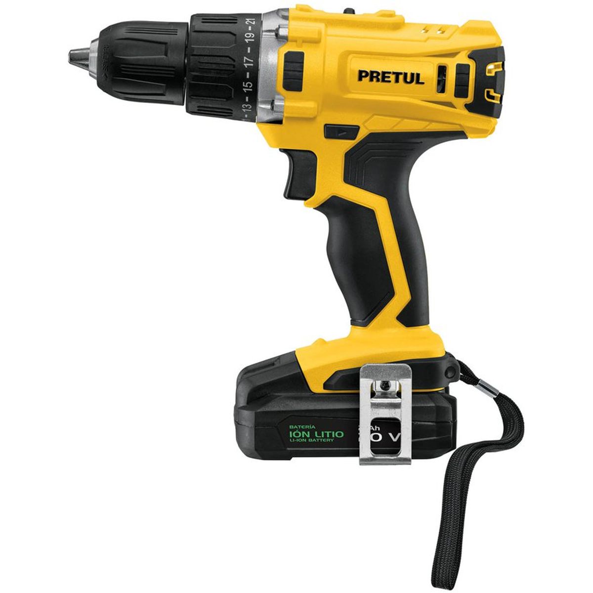 PRETUL - Taladro Inalámbrico De 1/2", Torque 33 Nm, 20 V + Accesorios Pretul