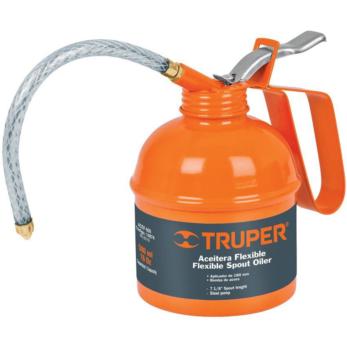 TRUPER - Aceitera De 500 Ml Con Manguera Flexible Y Boquilla De Latón Truper