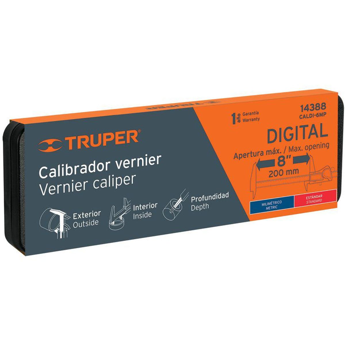 TRUPER - Calibrador Pie De Rey Digital En Acero Inoxidable Y Estuche Truper